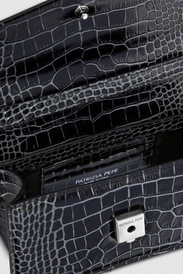 Patrizia Pepe mulheres voar bamby croco crocodilo preto bolsas | TX086V753