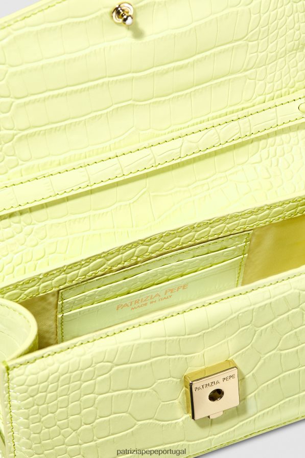 Patrizia Pepe mulheres voar bamby croco limão monocromático bolsas | TX086V751