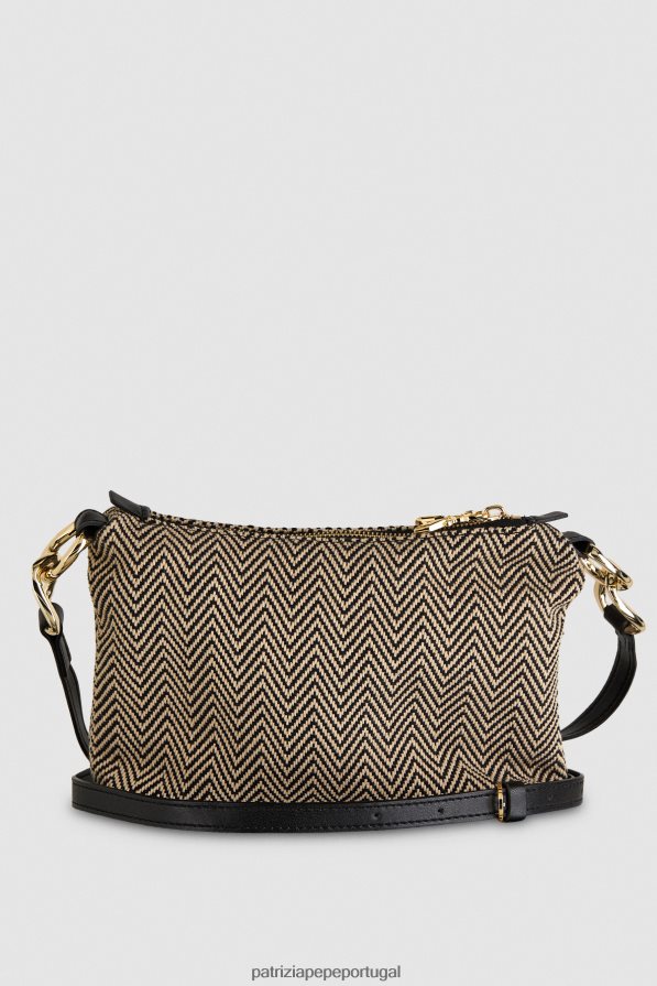 Patrizia Pepe mulheres saco de gota em espinha de peixe saco hobo Preto branco bolsas | TX086V809