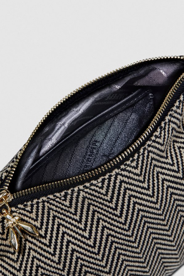 Patrizia Pepe mulheres saco de gota em espinha de peixe saco hobo Preto branco bolsas | TX086V809