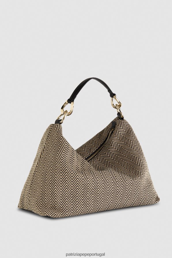 Patrizia Pepe mulheres saco de tecido Preto branco bolsas | TX086V822