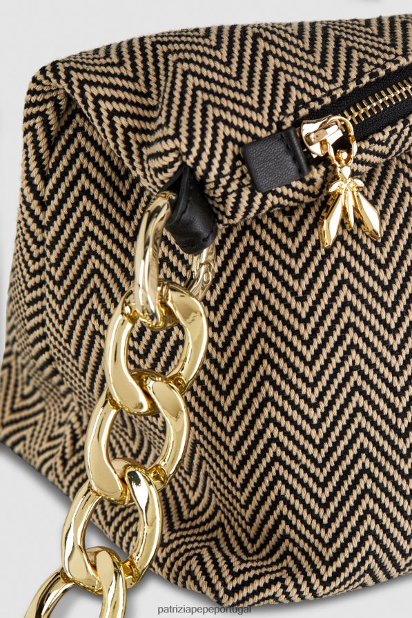 Patrizia Pepe mulheres saco de tecido Preto branco bolsas | TX086V822