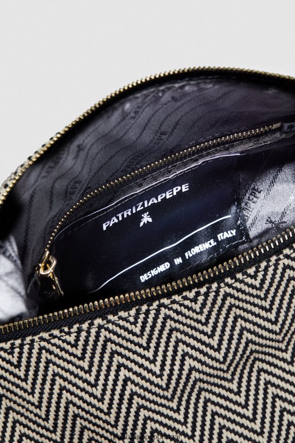 Patrizia Pepe mulheres saco de tecido Preto branco bolsas | TX086V822