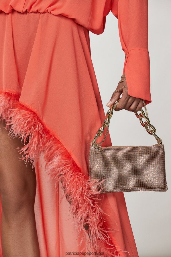 Patrizia Pepe mulheres maxi corrente de strass cristal de champanhe bolsas | TX086V818