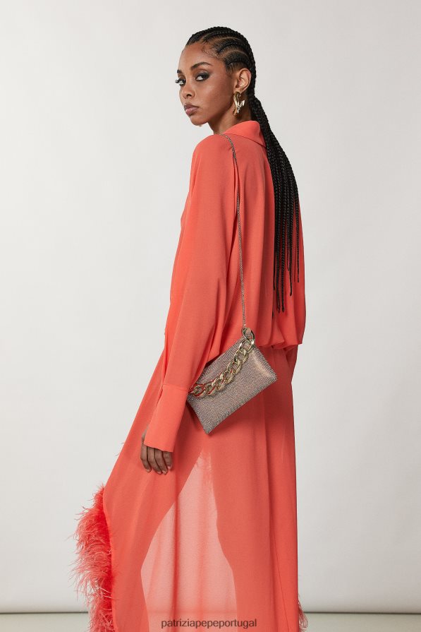 Patrizia Pepe mulheres maxi corrente de strass cristal de champanhe bolsas | TX086V818