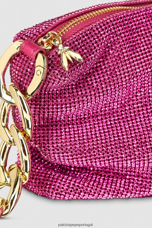 Patrizia Pepe mulheres maxi corrente de strass cristal fúcsia bolsas | TX086V810