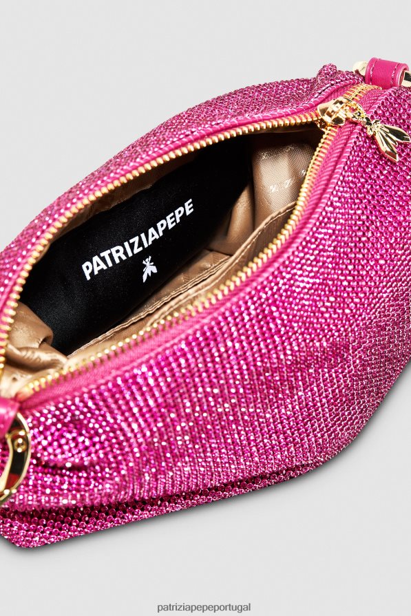 Patrizia Pepe mulheres maxi corrente de strass cristal fúcsia bolsas | TX086V810