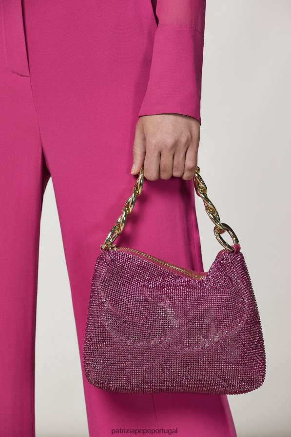 Patrizia Pepe mulheres maxi corrente de strass cristal fúcsia bolsas | TX086V810