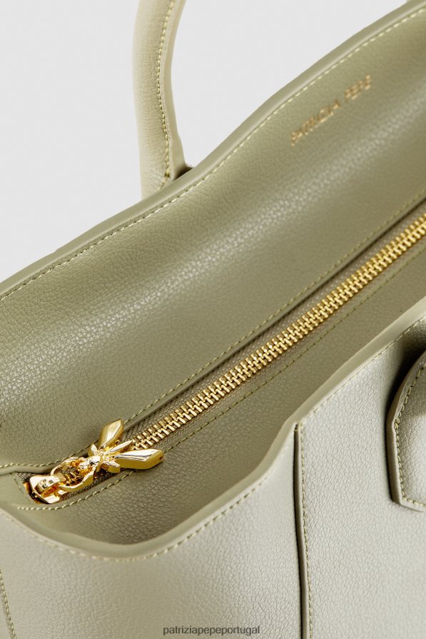 Patrizia Pepe mulheres bolsa de compras com mosca verde sálvia bolsas | TX086V816