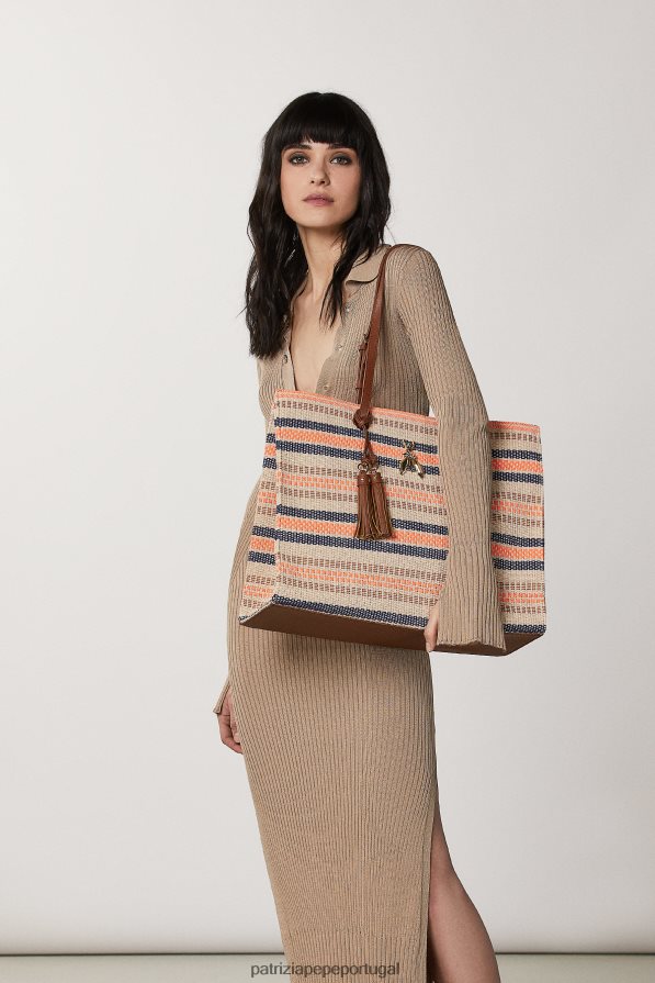Patrizia Pepe mulheres bolsa de compras fly tote areia/laranja bolsas | TX086V798