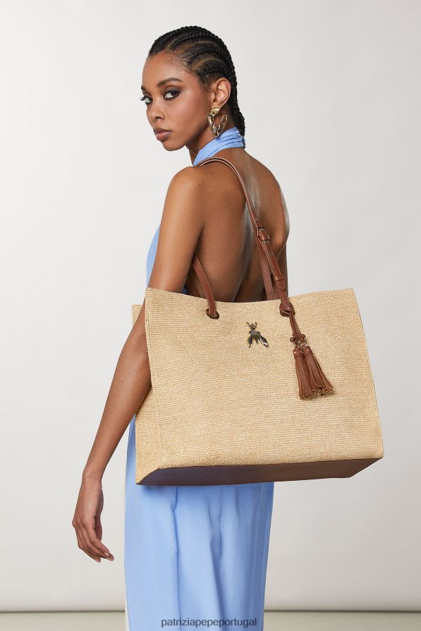 Patrizia Pepe mulheres bolsa de compras fly tote natural bolsas | TX086V799