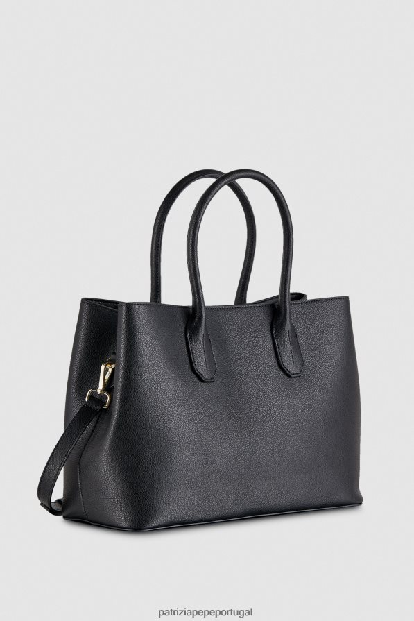 Patrizia Pepe mulheres bolsa fly bag de couro Preto e dourado bolsas | TX086V787