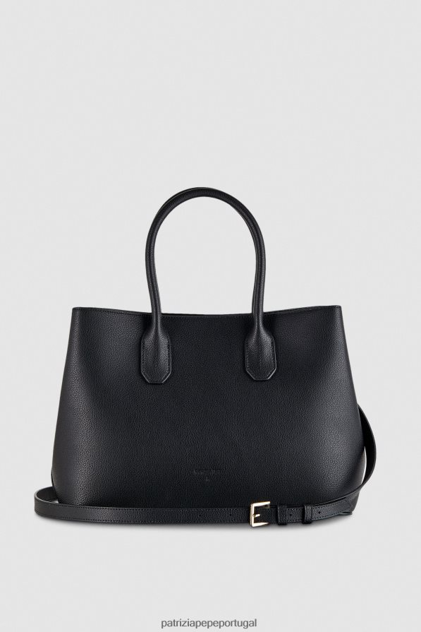 Patrizia Pepe mulheres bolsa fly bag de couro Preto e dourado bolsas | TX086V787