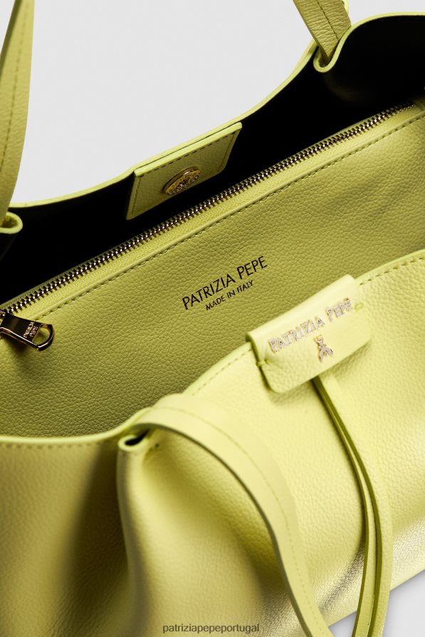 Patrizia Pepe mulheres bolsa tote média pepe city limão claro e ensolarado bolsas | TX086V803
