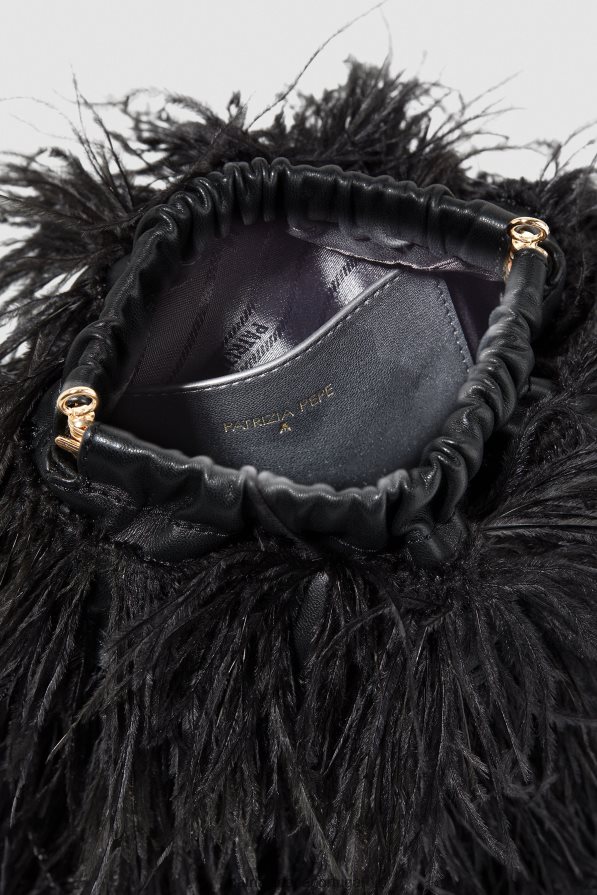 Patrizia Pepe mulheres bolsa crossbody com penas Nero bolsas | TX086V788