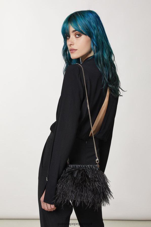 Patrizia Pepe mulheres bolsa crossbody com penas Nero bolsas | TX086V788