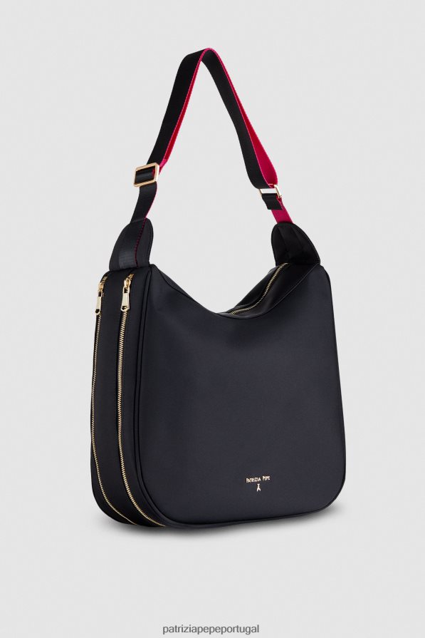 Patrizia Pepe mulheres bolsa hobo de nylon Nero bolsas | TX086V814