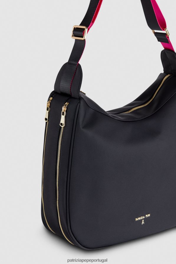 Patrizia Pepe mulheres bolsa hobo de nylon Nero bolsas | TX086V814