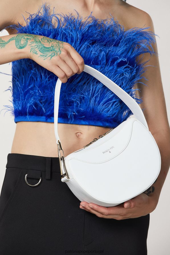 Patrizia Pepe mulheres bolsa hobo pequena de couro branco bolsas | TX086V794