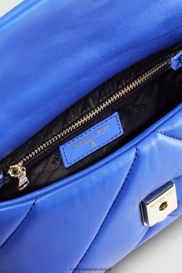 Patrizia Pepe mulheres bolsa transversal média acolchoada raio azul bolsas | TX086V719