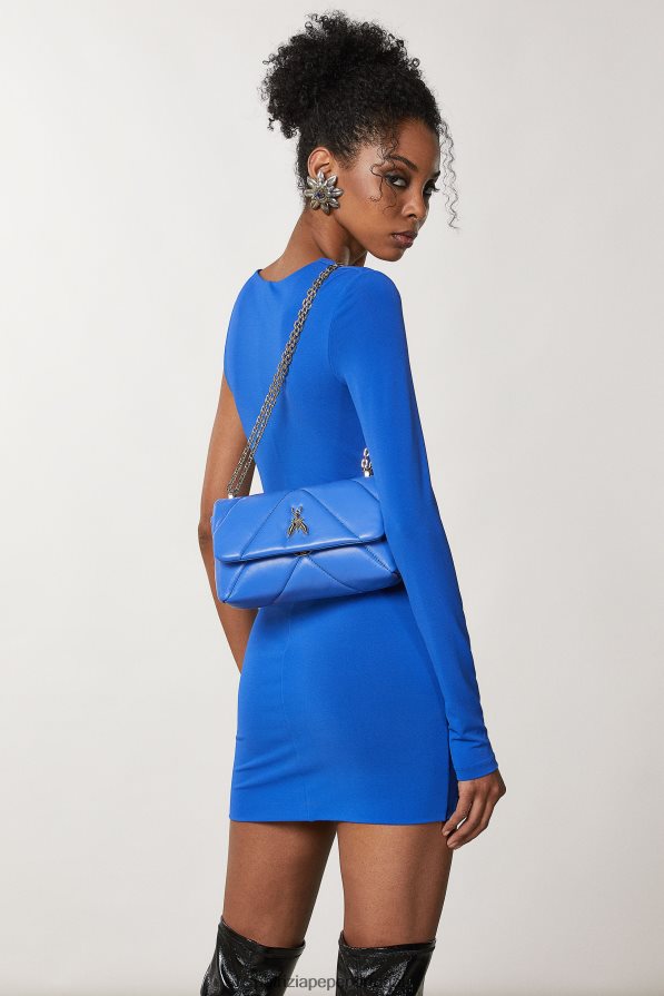 Patrizia Pepe mulheres bolsa transversal média acolchoada raio azul bolsas | TX086V719