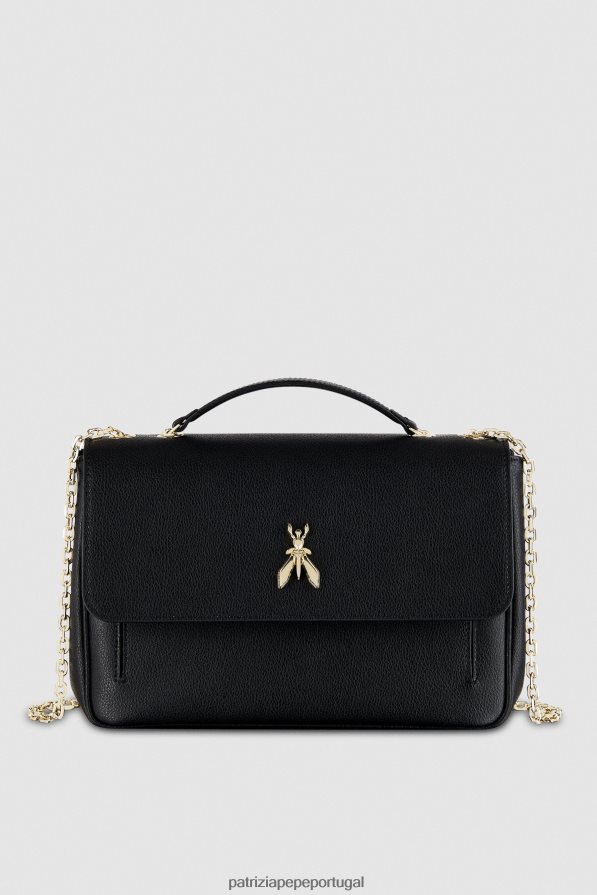 Patrizia Pepe mulheres bolsa voadora bolsa crossbody Preto e dourado bolsas | TX086V785