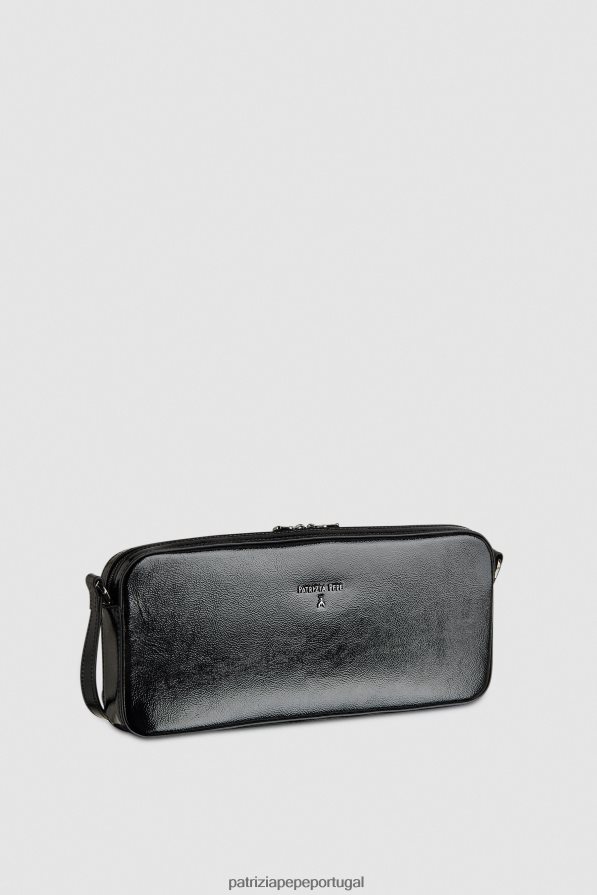 Patrizia Pepe mulheres estojo de câmera de couro brilhante Nero bolsas | TX086V779