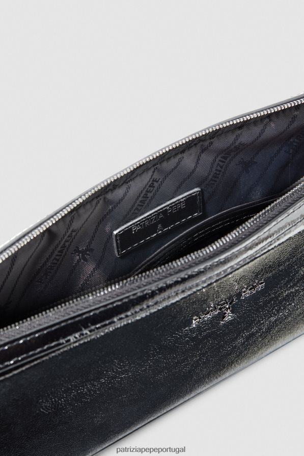 Patrizia Pepe mulheres estojo de câmera de couro brilhante Nero bolsas | TX086V779