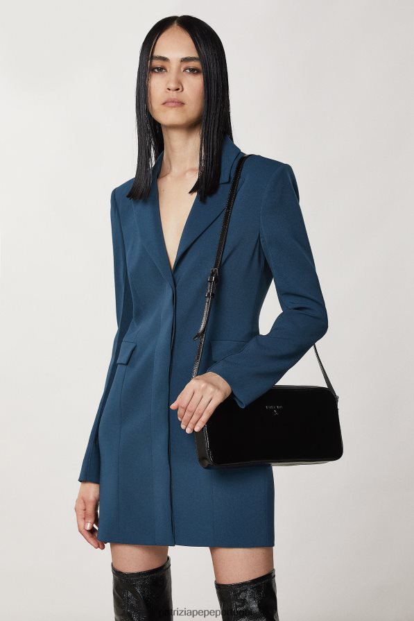 Patrizia Pepe mulheres estojo de câmera de couro brilhante Nero bolsas | TX086V779