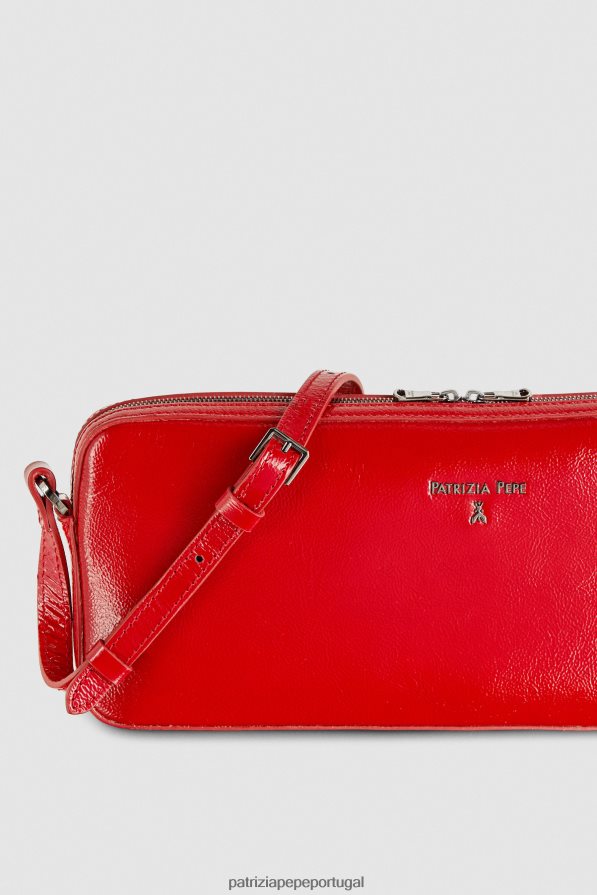 Patrizia Pepe mulheres estojo de câmera de couro brilhante corrida vermelha bolsas | TX086V782
