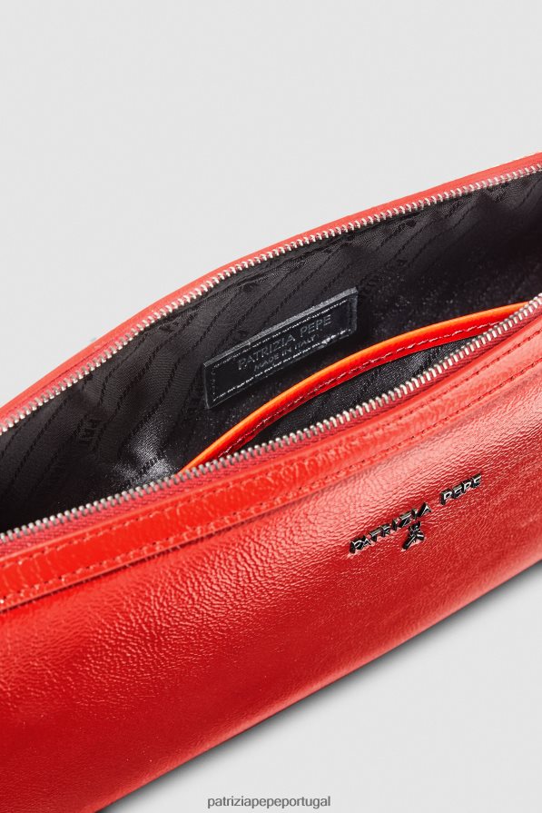 Patrizia Pepe mulheres estojo de câmera de couro brilhante corrida vermelha bolsas | TX086V782