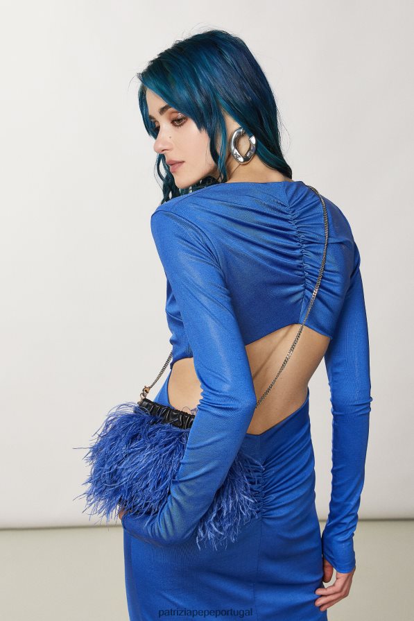 Patrizia Pepe mulheres bolsa crossbody com penas raio azul bolsas | TX086V715