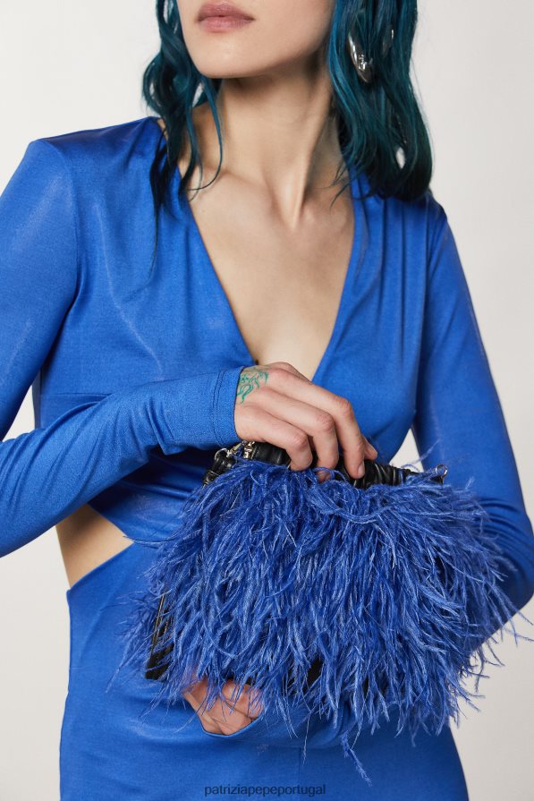 Patrizia Pepe mulheres bolsa crossbody com penas raio azul bolsas | TX086V715