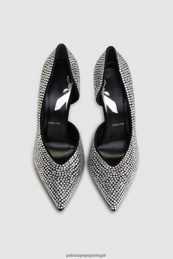 Patrizia Pepe mulheres bombas de camurça adornadas com strass preto/cristal calçados TX086V837