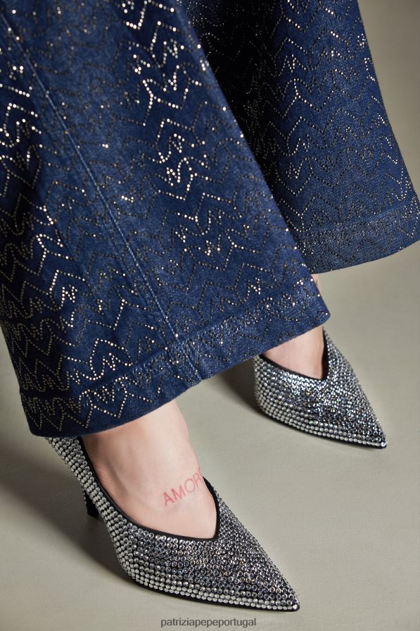 Patrizia Pepe mulheres bombas de camurça adornadas com strass preto/cristal calçados TX086V837