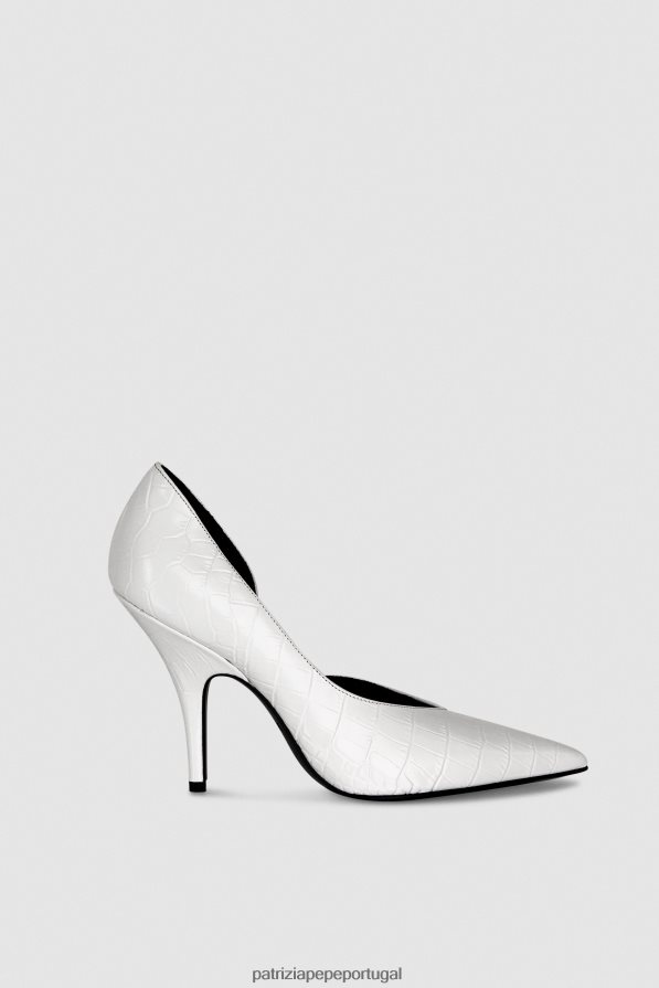 Patrizia Pepe mulheres bombas de couro de forma mínima crocodilo branco calçados TX086V866