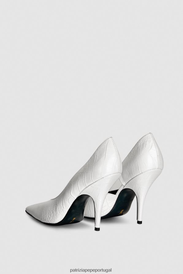 Patrizia Pepe mulheres bombas de couro de forma mínima crocodilo branco calçados TX086V866