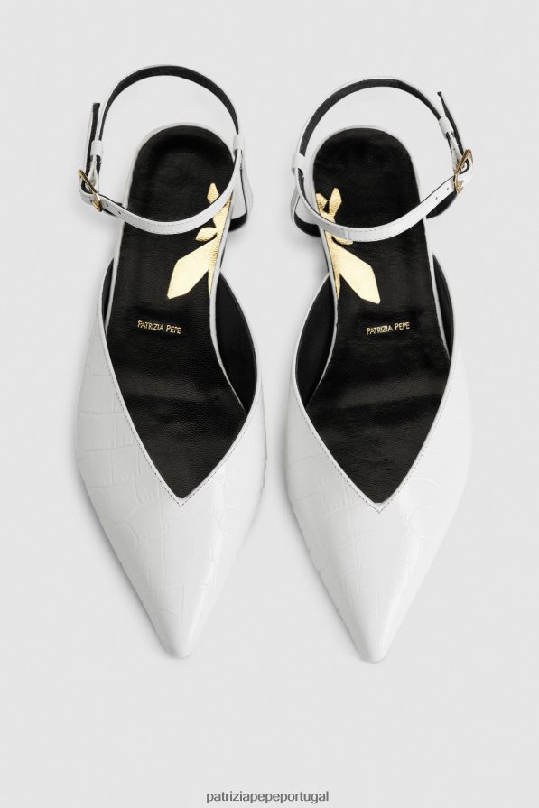 Patrizia Pepe mulheres bombas de formato mínimo crocodilo branco calçados TX086V862