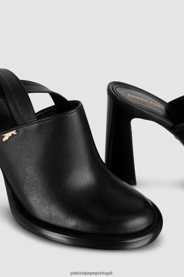 Patrizia Pepe mulheres sandália mule com cadarço Nero calçados TX086V844