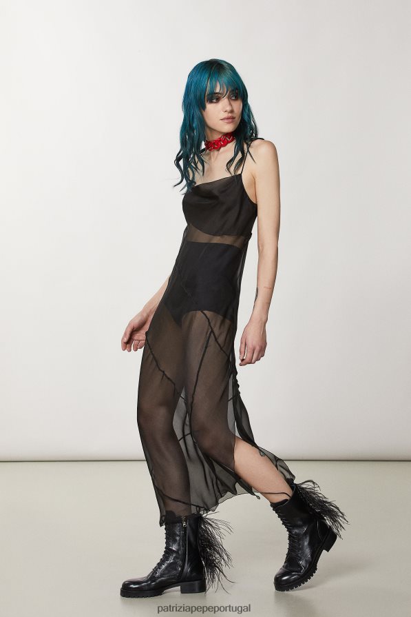 Patrizia Pepe mulheres botas de couro com zíper Nero calçados TX086V853