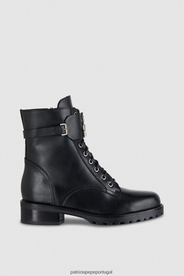 Patrizia Pepe mulheres botas de motociclista com atacadores Nero calçados TX086V855