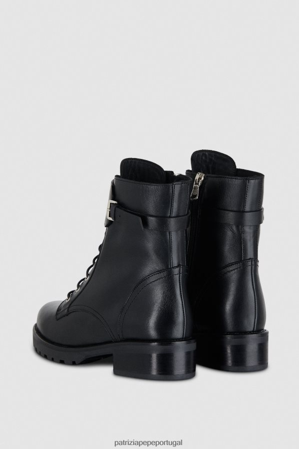 Patrizia Pepe mulheres botas de motociclista com atacadores Nero calçados TX086V855