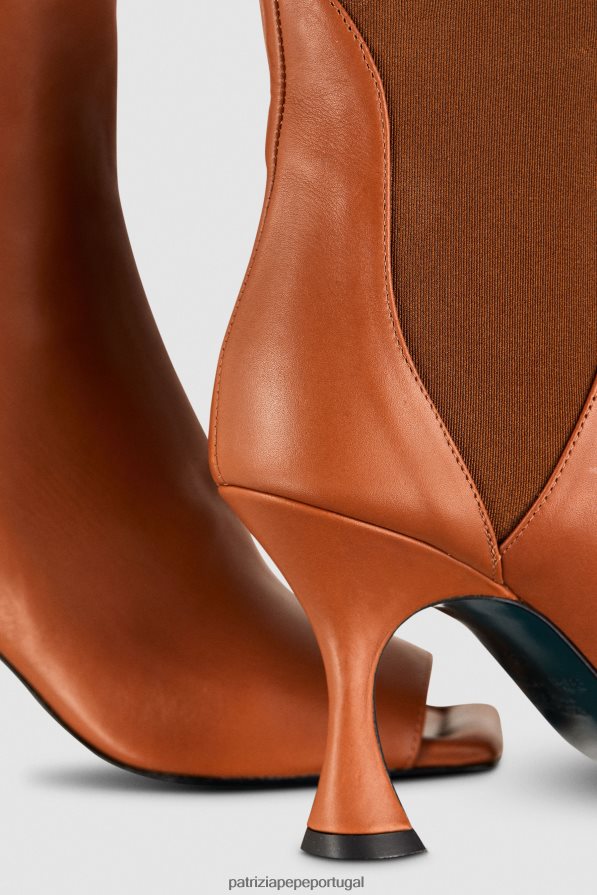 Patrizia Pepe mulheres botins quadrados de couro novo cuio calçados TX086V876