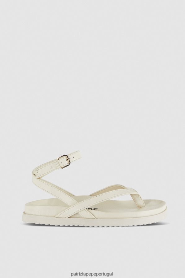Patrizia Pepe mulheres chinelos com tira no tornozelo off white calçados TX086V829