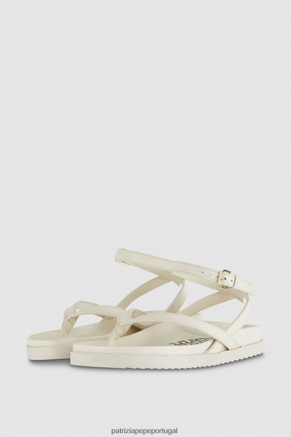 Patrizia Pepe mulheres chinelos com tira no tornozelo off white calçados TX086V829