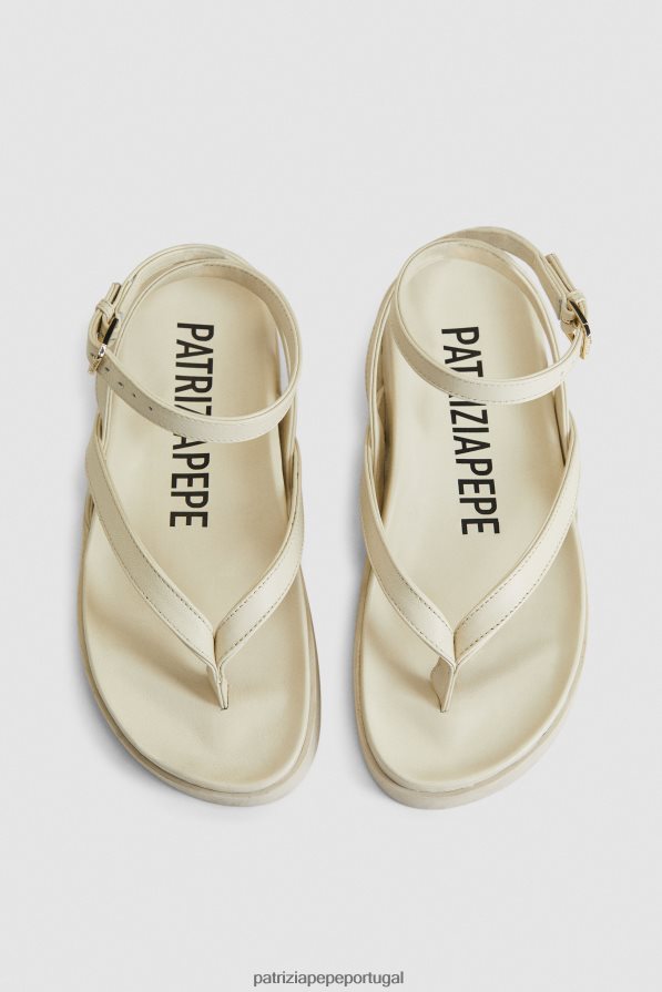 Patrizia Pepe mulheres chinelos com tira no tornozelo off white calçados TX086V829