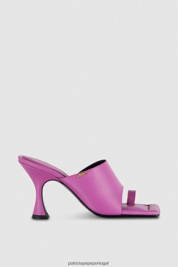 Patrizia Pepe mulheres sandália quadrada de couro sabot orquídea roxa calçados TX086V874