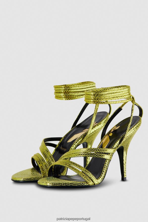 Patrizia Pepe mulheres sandálias de salto alto limão brilhante calçados TX086V835