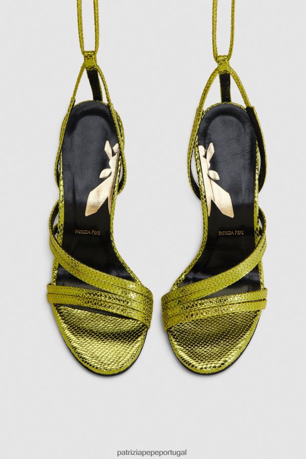 Patrizia Pepe mulheres sandálias de salto alto limão brilhante calçados TX086V835