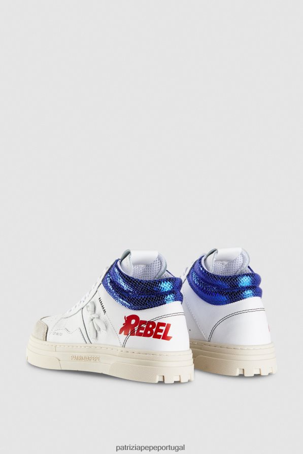 Patrizia Pepe mulheres tênis cano alto em couro branco rebelde calçados TX086V840
